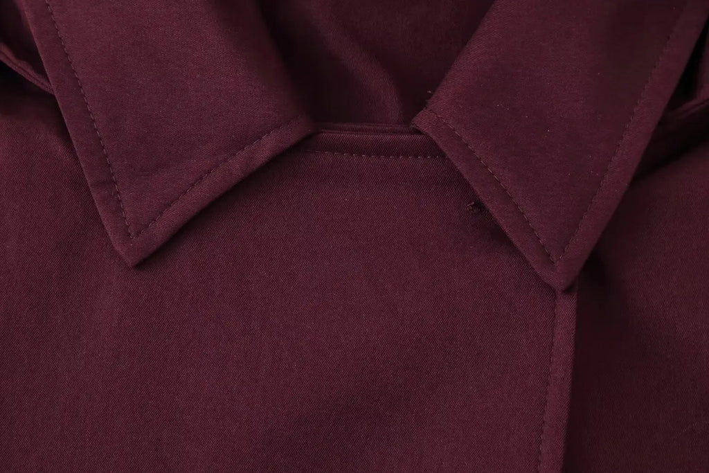 Spring 2025 new women's versatile lapel single-breasted long sleeve pocket hooded windbreaker jacket