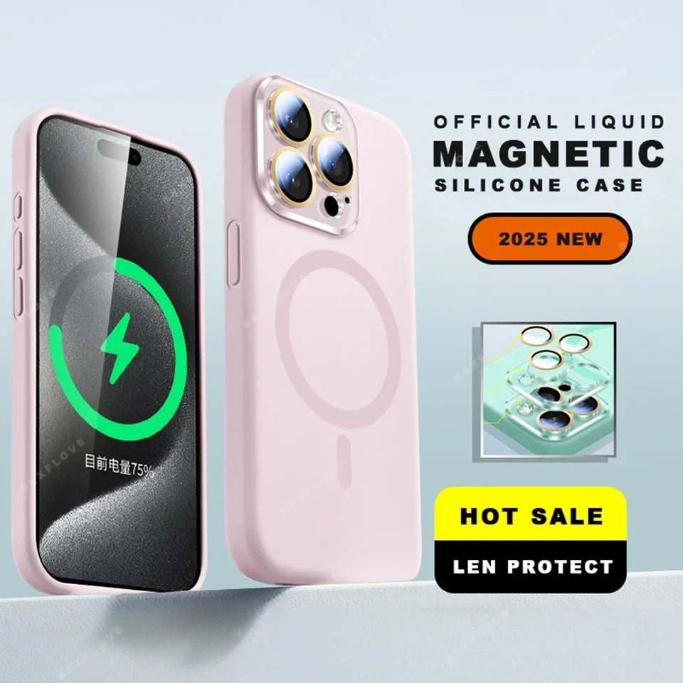 Lanyard Magnetic Phone Case For iPhone 15 14 16 Plus 11 12 13 16 Pro Max Magsafe Liquid Silicone Strap Charge Protector Cover