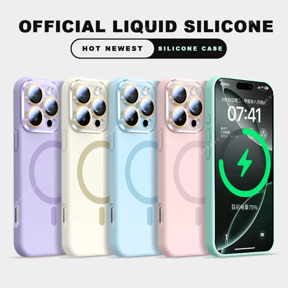 Lanyard Magnetic Phone Case For iPhone 15 14 16 Plus 11 12 13 16 Pro Max Magsafe Liquid Silicone Strap Charge Protector Cover