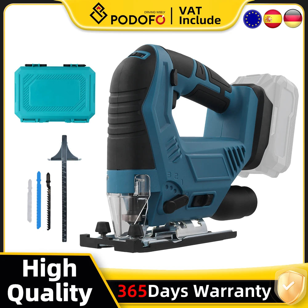 18V 300W Brushless Wood Cutting Machine Cordless Electric Jigsaw Bare Tool With 3 Gear Blades Cutting For Metal Plastic Cutting