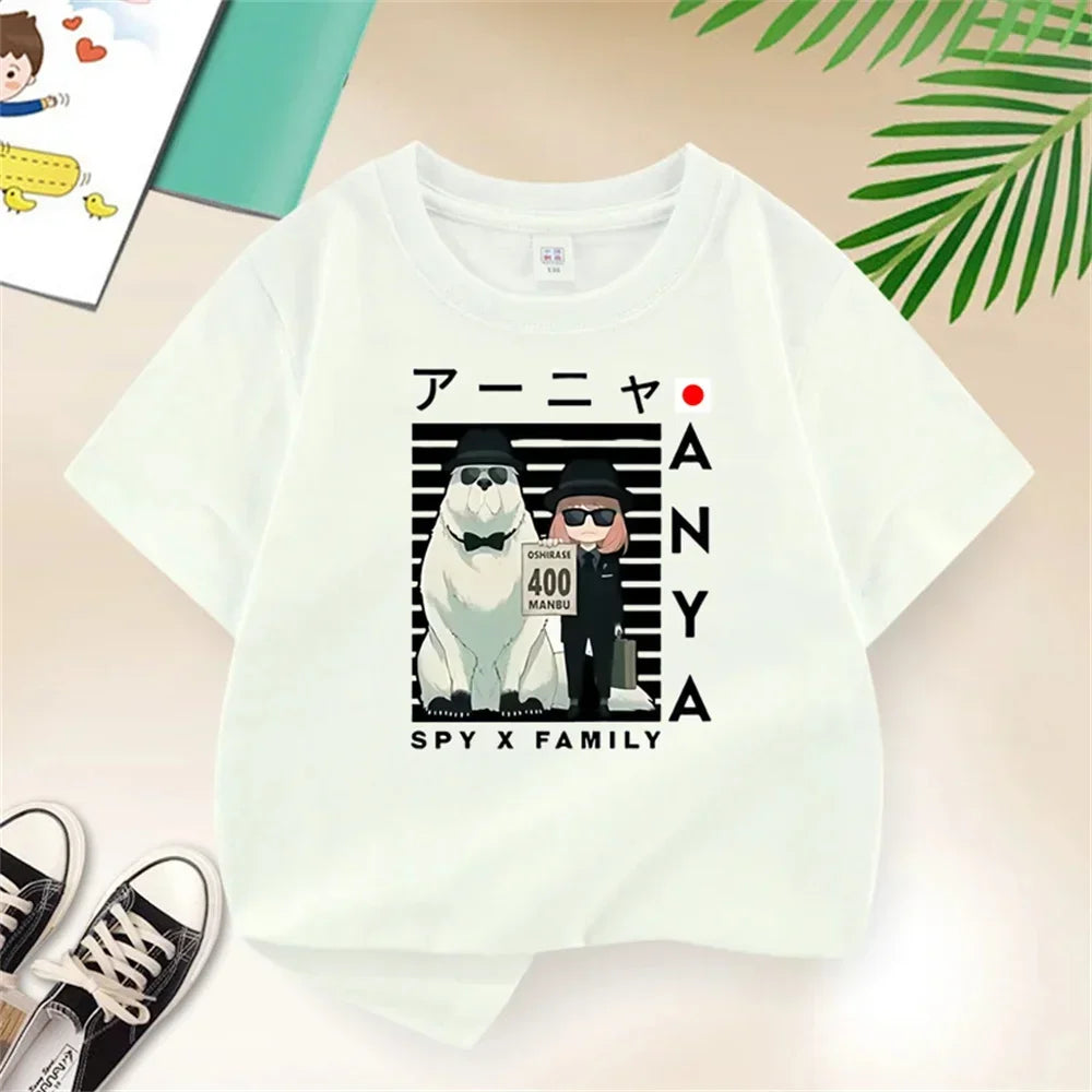 Kids Tshirt Girls Boys Summer Spy X Family Anya Tops Cartoon Printed Casual Short Sleeve Kids Baby T-shirt Children Clothes