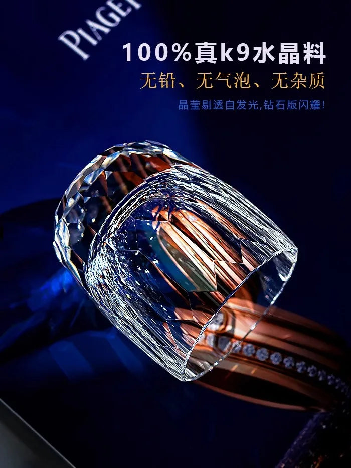 Japanese Handmade Carved Crystal Glass Whiskey Glasses, Household Foreign Wine Glasses, Water Glasses, Gift Collection, 200ml