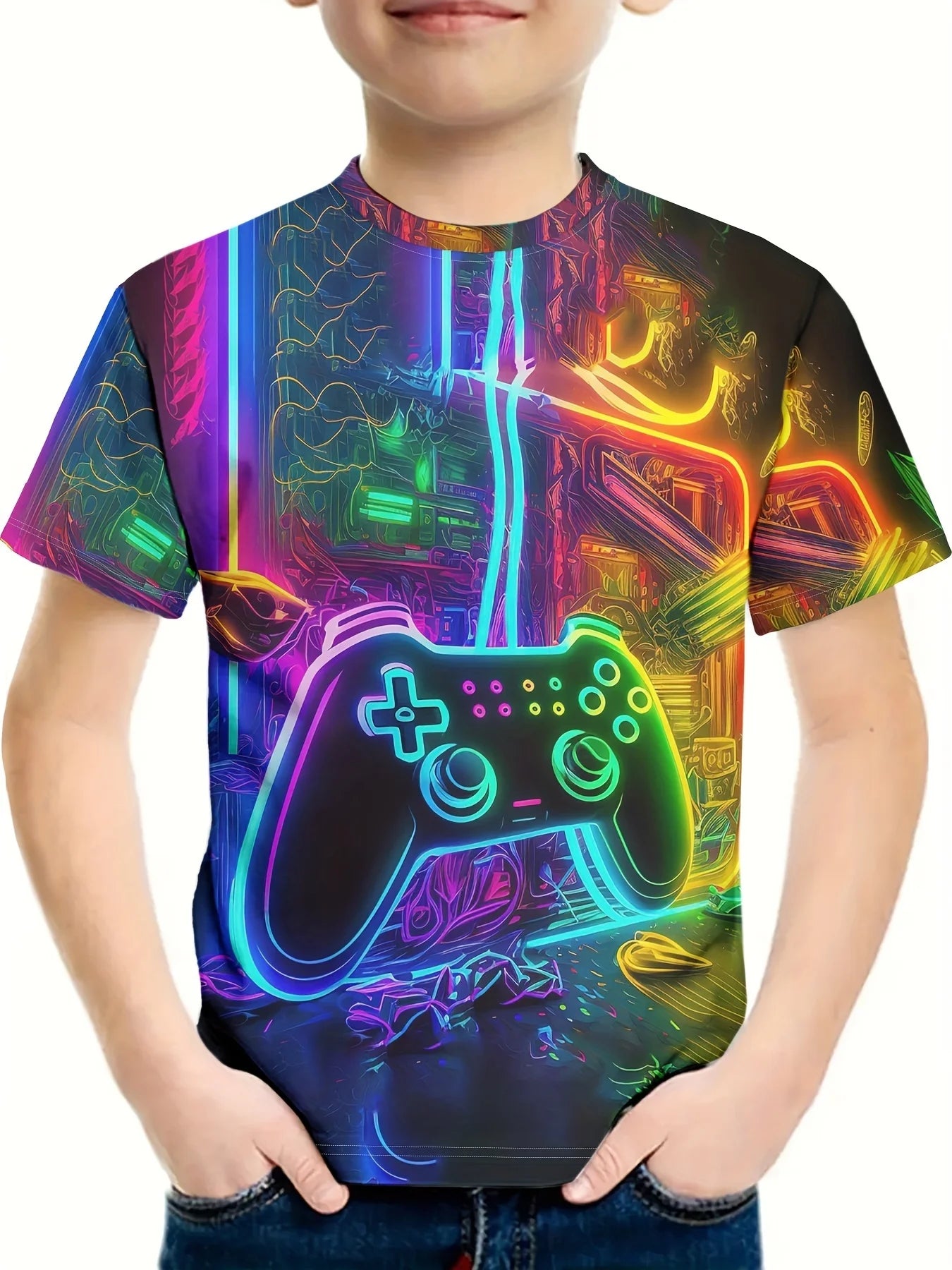 Child T-Shirt Children Top Shirts Cool Game 3D Print Short Sleeve Tee T-Shirt Korean Children's Clothes 2024 Kids Spring Clothes