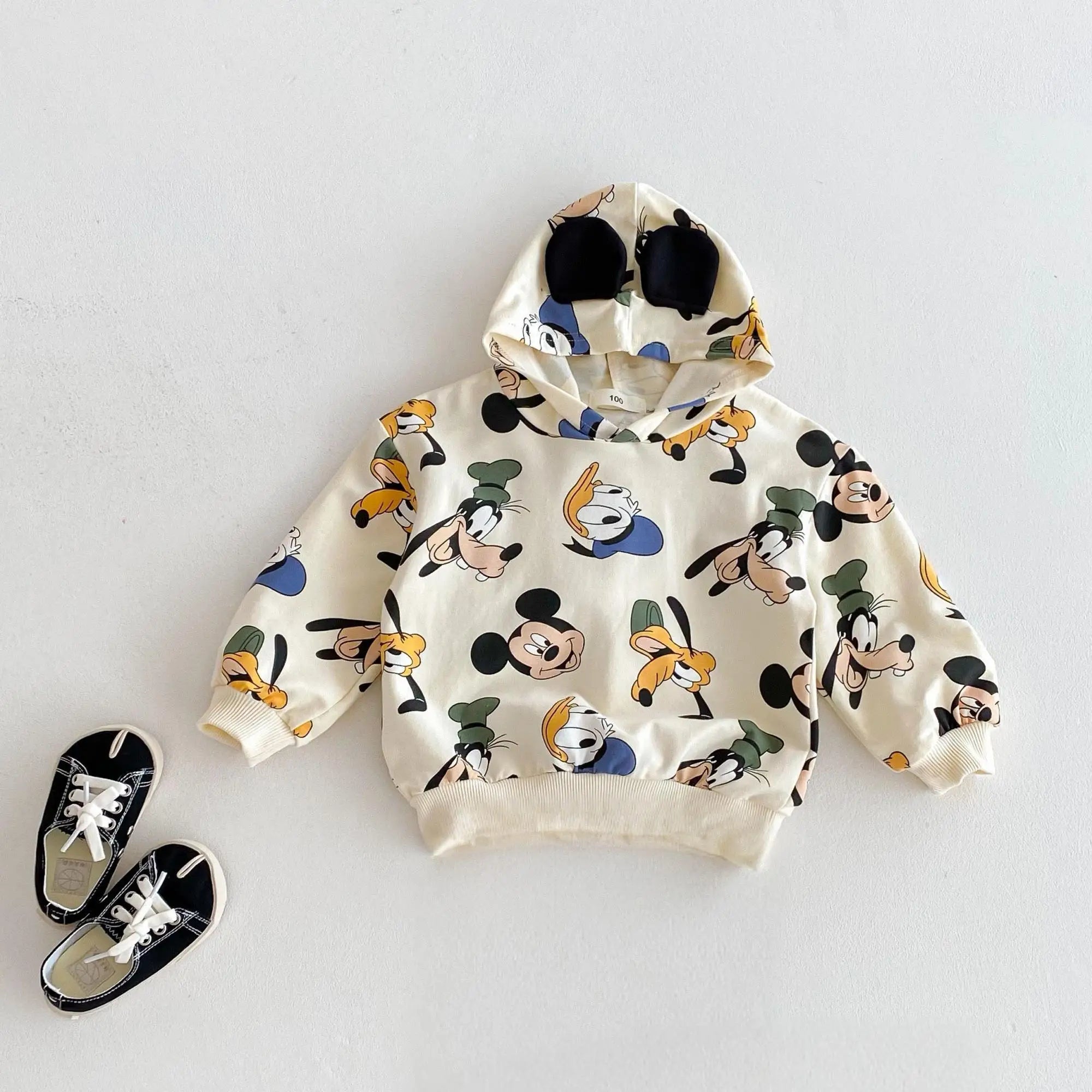 Disney Minnie Mickey Autumn Hoodies Children's Clothes Long Sleeve Hooded Tops Loose Fashion Cartoon Girl Boy Sweatshirt 0-6 Age