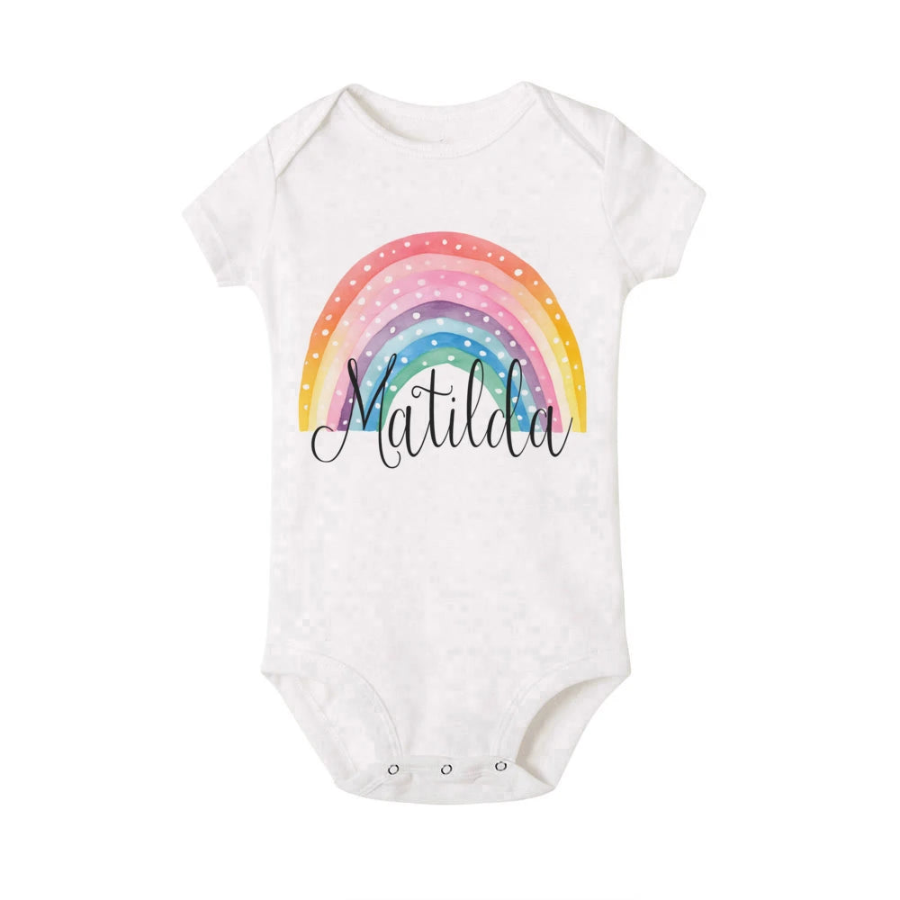 Personalized Baby Bodysuit Rainbow with Name Infant Jumpsuit Boys Girls Outfits Romper Custom Toddler Clothes Baby Shower Gift