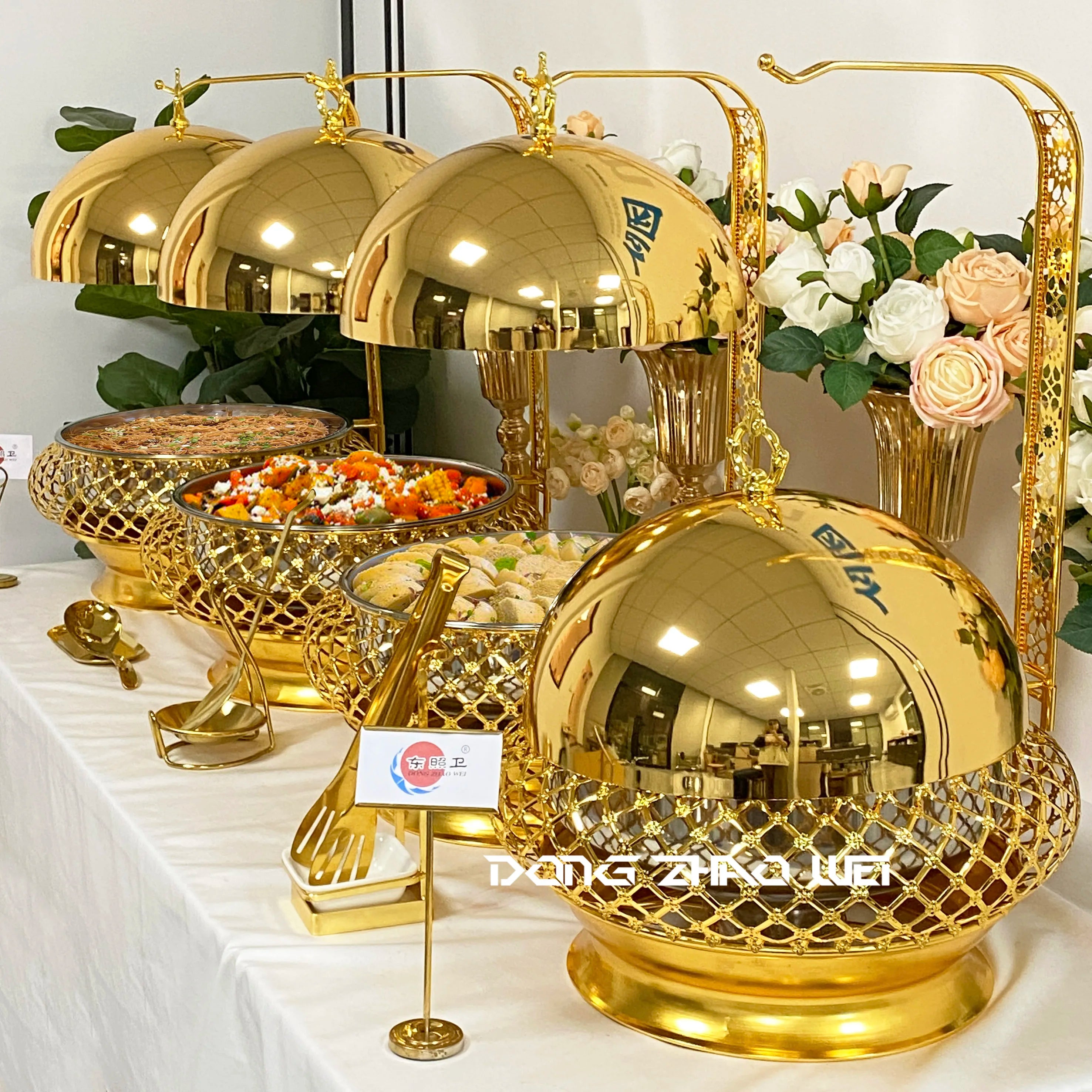 Wedding Party Luxury Serving Chaffing Dishes Buffet Food Warmer Cheffing Catering Stainless Steel Hanging Chafing Dish Factory