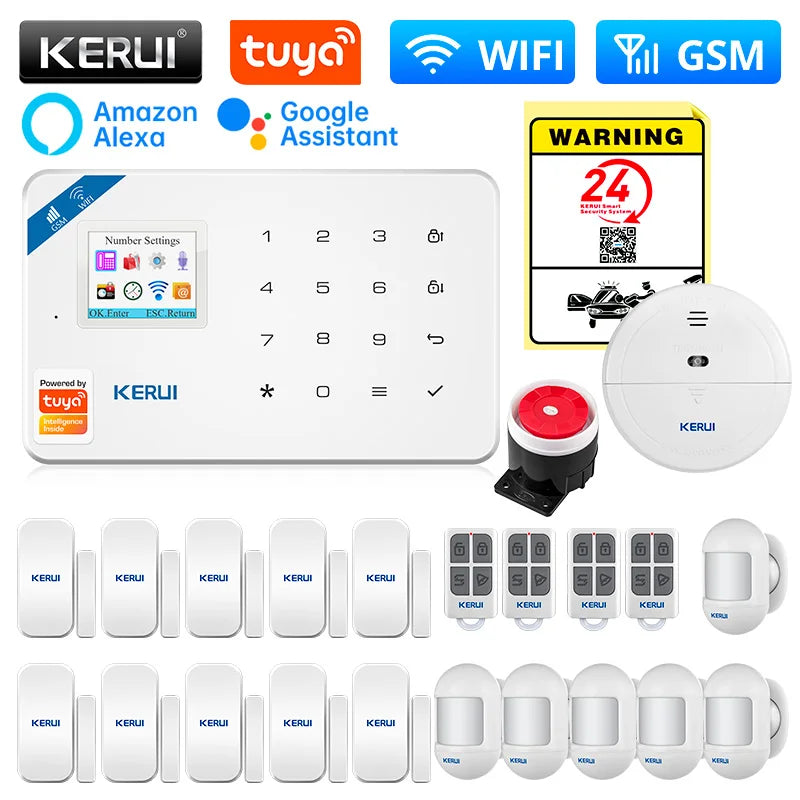 KERUI 2G WIFI GSM Alarm Security System  W181 Wireless Home Alarm Tuya Smart Burglar Alarm for House Protection Motion Sensor