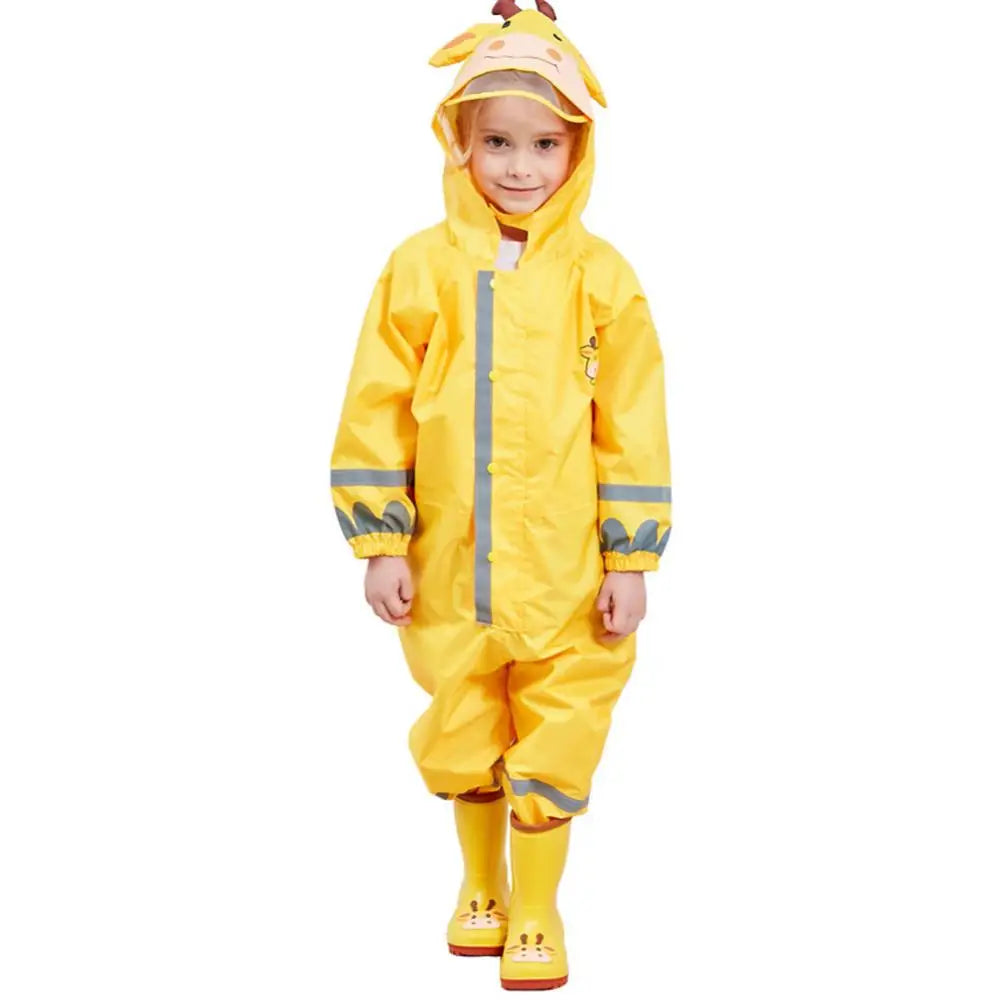 1Pc Children Raincoat Kids Boys Girls Waterproof Jumpsuit Hooded Cartoon Dinosaur Baby Rainwear And Pants for 1-10 Years Old