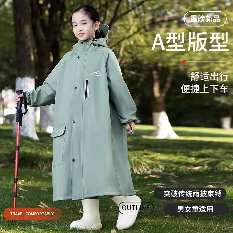 2025 New Children Waterproof Raincoat For Outdoor Camping Tour Long With Schoolbag Poncho For Primary Secondary School Students