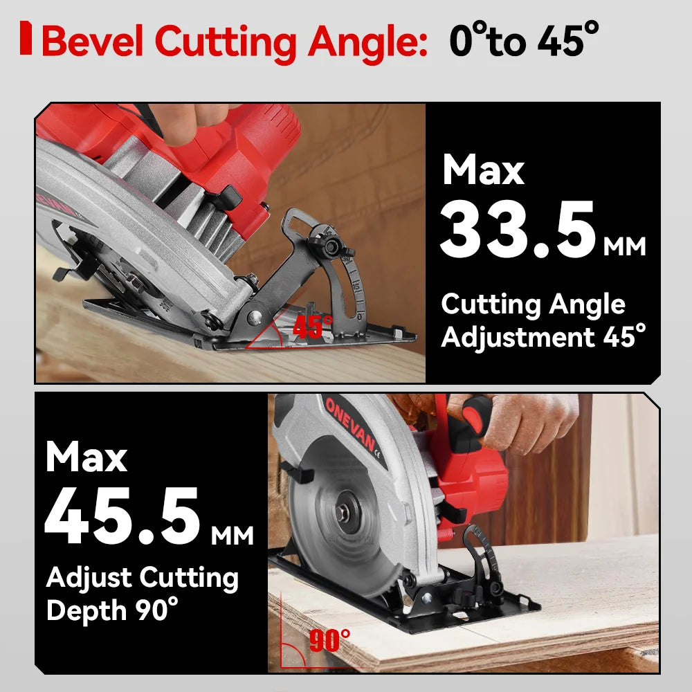 ONEVAN 4000W Brushless Electric Circular Saw 11000RPM 8Inch Cordless Handheld Wood Cutting Power Tool For Makita 18V Battery Pin