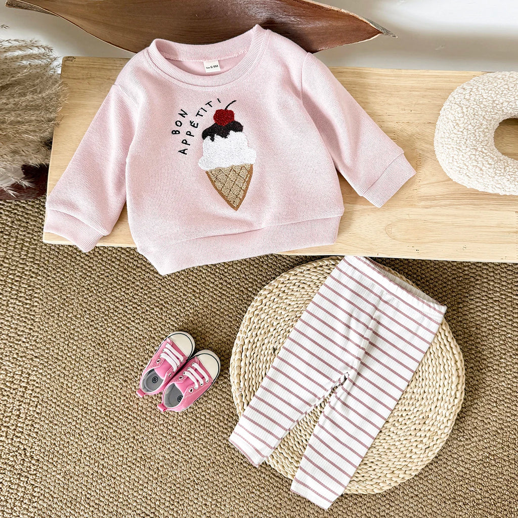 2025 Toddler Girl Clothes Infant Outfit Sets Autumn Long Sleeve 2Pcs Pink Baby Kids Children Clothes Spring Top Pants Sweatshirt