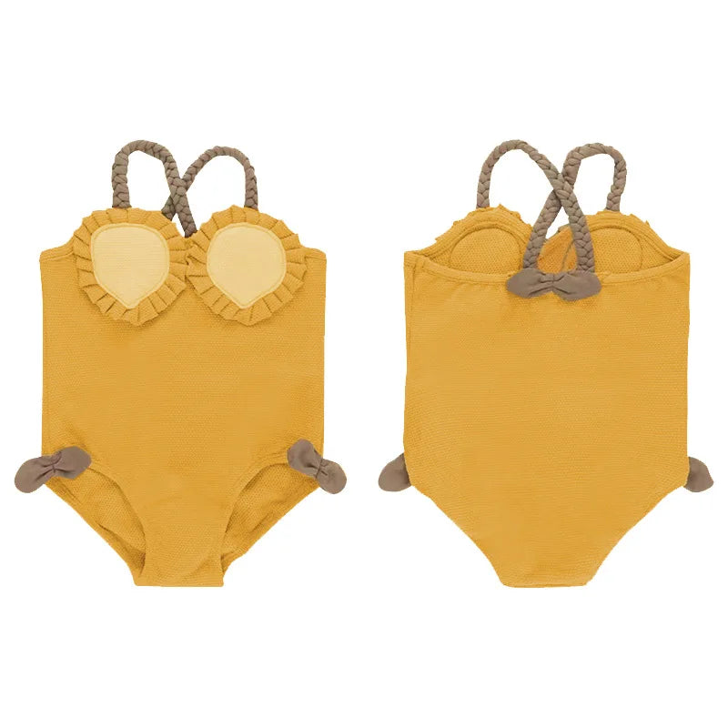 Ins Style Straps One Piece Swimsuit for Baby Infant Toddler Girls 1-5Y Child Lemon Apple Watermelon Style Beachwear Quick Dry