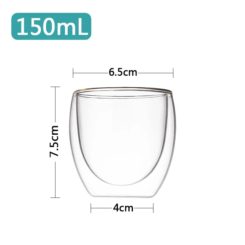 Transparent Glass Coffee Cup Milk Whiskey Tea Beer Double Creative Heat Resistant Cocktail Vodka Wine Mug Tumbler Drinkware Gift