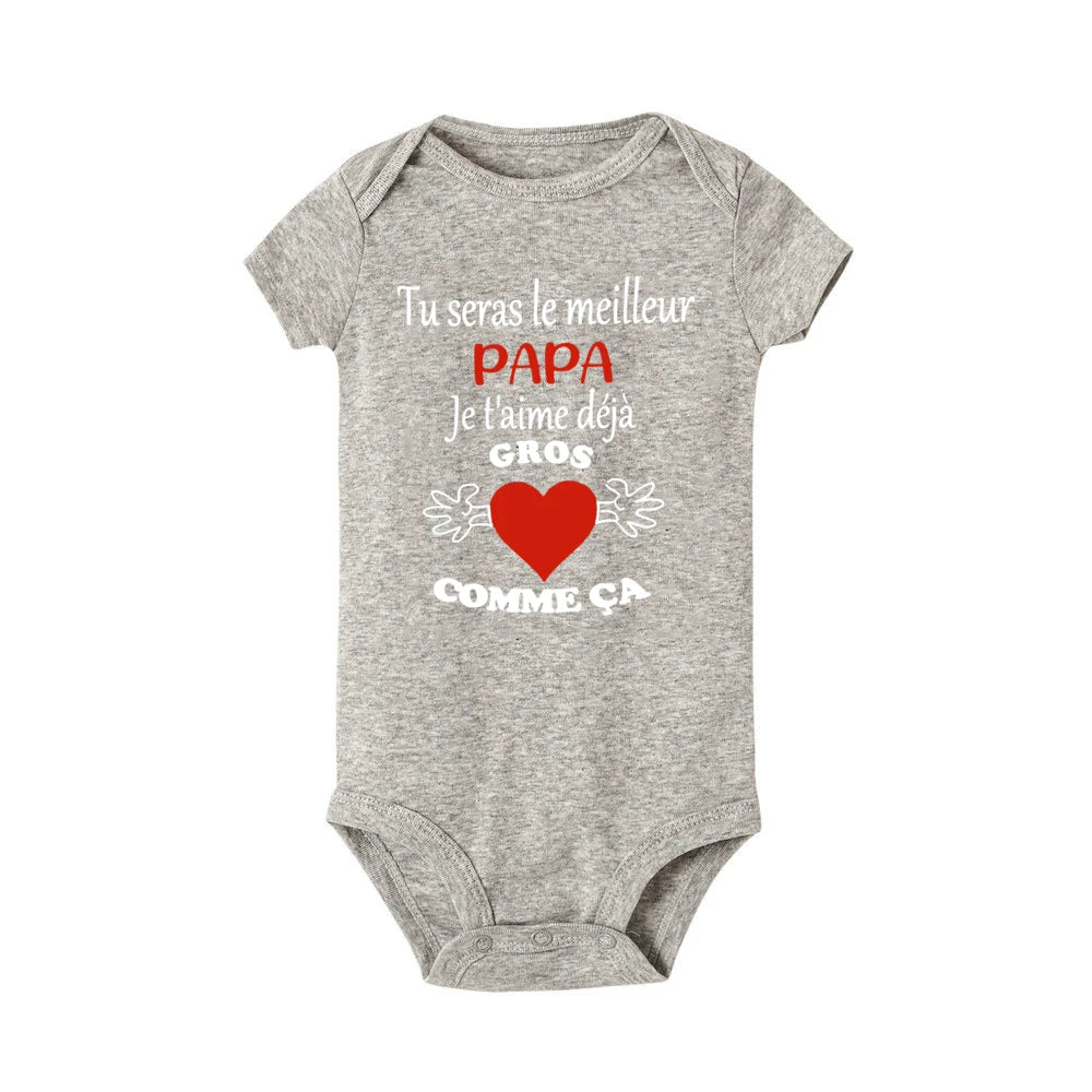 You Will Be The Best Dad I Love You Print Newborn Bodysuit French Baby Romper Infant Short Sleeve Jumpsuit Toddler Play Clothes