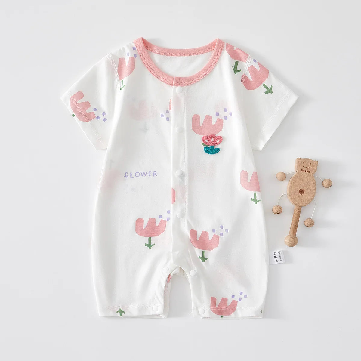 Newborn Baby Summer Onesie Pure Cotton Clothes Boys Girls Cute Printed Short Sleeve Romper Infant Loungewear Trend