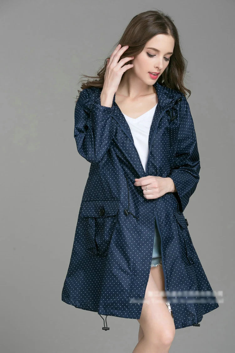 Fasshion Lightweight Women Raincoat Laydies Dress Style Rain Coat Breathable Outdoor Hiking Waterproof Rainwear 3 colors