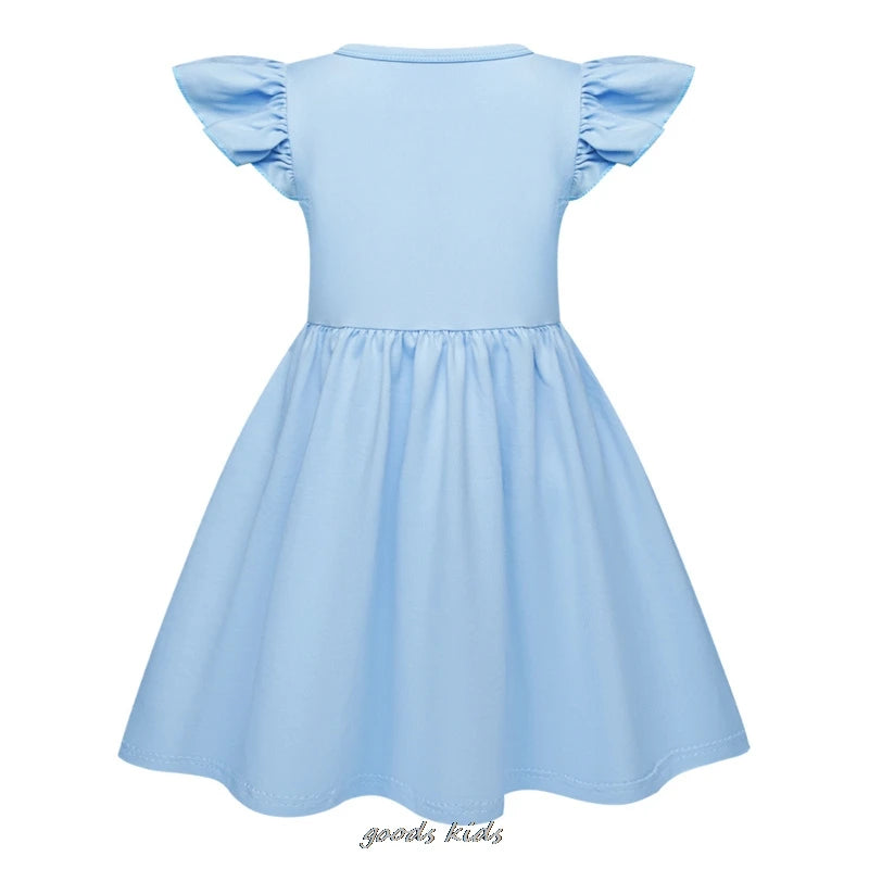 Hot Lilo And Stitch Flying Sleeve Girls Colorful Dress And Bag Summer Kids Party Dresses Children Clothing Vestidos Outfits