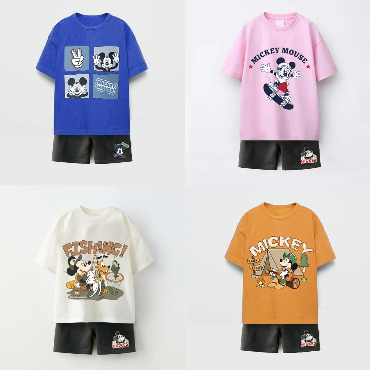 Trendy Outfits 2025 Summer Child Clothing Cute TShirt Black Shorts New Printed Tops +Shorts Boys Short Sleeve Suit Outer Wear