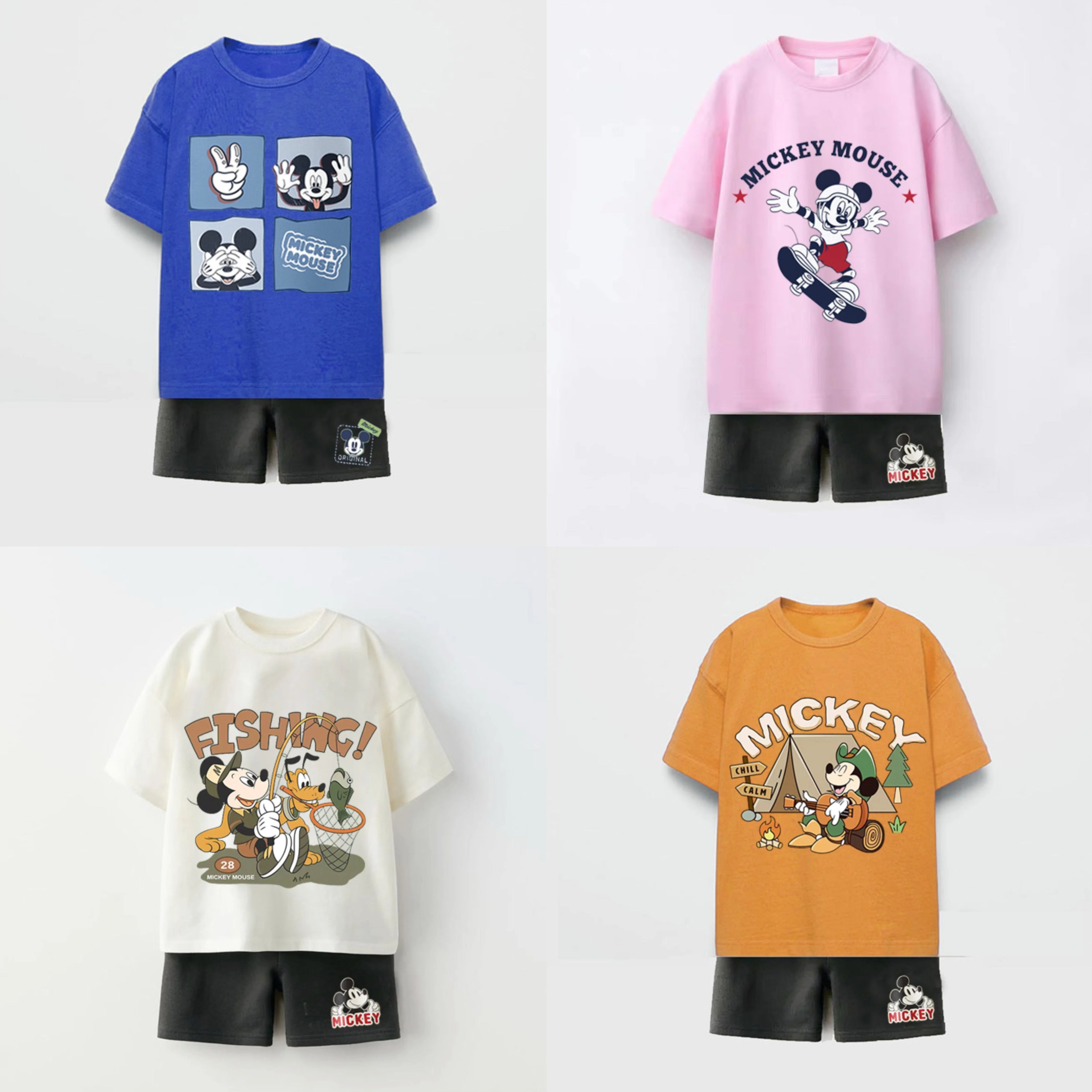 Trendy Outfits 2025 Summer Child Clothing Cute TShirt Black Shorts New Printed Tops +Shorts Boys Short Sleeve Suit Outer Wear