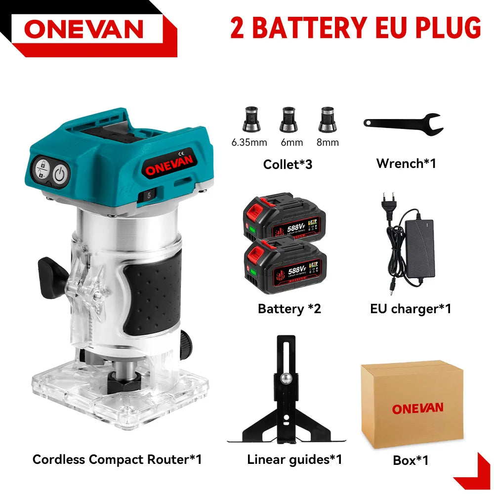 1600W Brushless Electric Hand Trimmer 5 Speeds Cordless Engraving Slotting Milling Woodworking Router For Makita 18V Battery Pin
