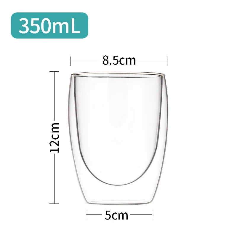 Transparent Glass Coffee Cup Milk Whiskey Tea Beer Double Creative Heat Resistant Cocktail Vodka Wine Mug Tumbler Drinkware Gift