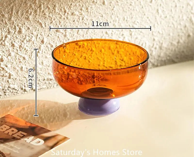 Round Bowl Goblet Dessert Glass Mug S-shaped Cup Stem Ice Cream Bowl Cup Milkshake Dessert Cup Colored Borosilicate Glass