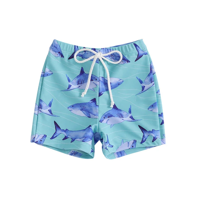 Cathery Kids Baby Little Boys Swimsuits Shorts Cartoon Dinosaur/Shark Print Bathing Suit Drawstring Swim Trunks Swimwear 6M-4T