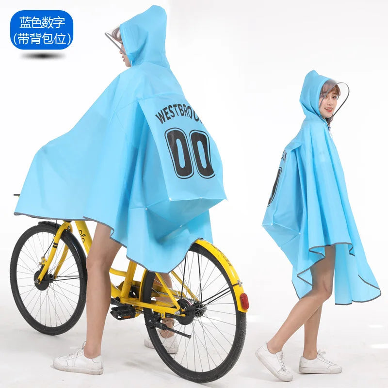 EVA Raincoat For Bicycle Cycling Poncho Bagpack Design Adult Rainwear Transparent Reflective Strip Wind-resistant Raincoat