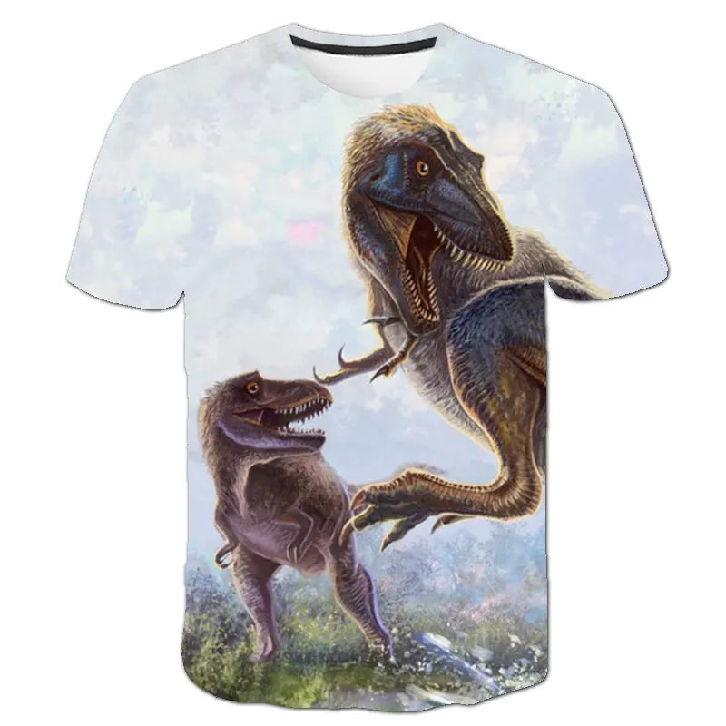Miniso 2024 Jurassic World Dinosaur T-Shirt Boys Girls Clothes Top Tees Baby Boys T Shirt Children Clothing Men And Women Shirt