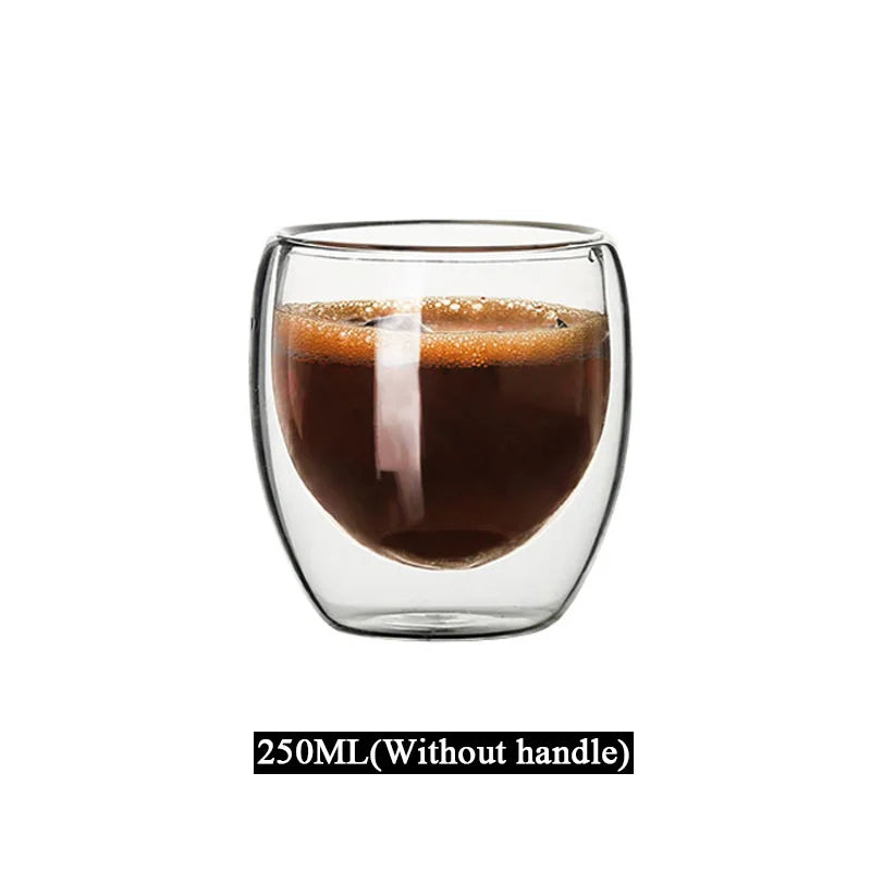 1-6PCS 80-650ml Double Wall Glass Clear Handmade Heat Resistant Tea Cups Healthy Drink Coffee Milk Mug Insulated Shot Glass Gift