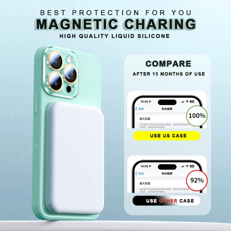 Lanyard Magnetic Phone Case For iPhone 15 14 16 Plus 11 12 13 16 Pro Max Magsafe Liquid Silicone Strap Charge Protector Cover