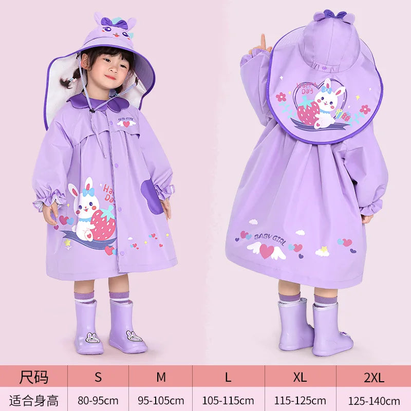Rain and Shine Dual Use Girl Children's Raincoat Girl Kindergarten Children's Raincoat New Student Girl Baby Raincoat