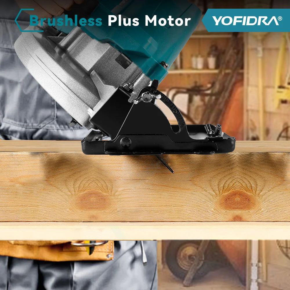 YOFIDRA 10800RPM 5/7 Inch Electric Circular Saw Handheld Multifunction Rechargeable Cutting Machine For Makita Battery Pin