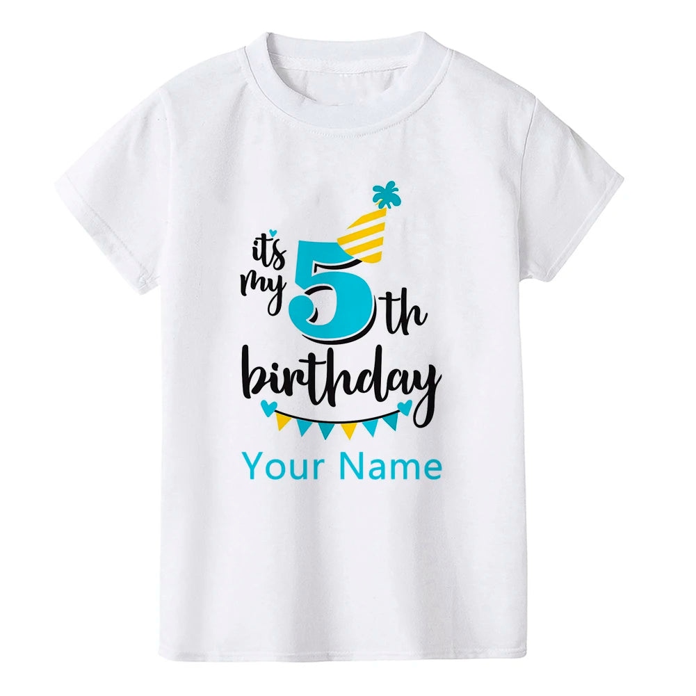 Boy Birthday Number Name Cartoon T Shirt Number 1 2 3 4 5 6 7 8 9 Graphic Kids Clothes Children Birthday T-shirts Funny Gift