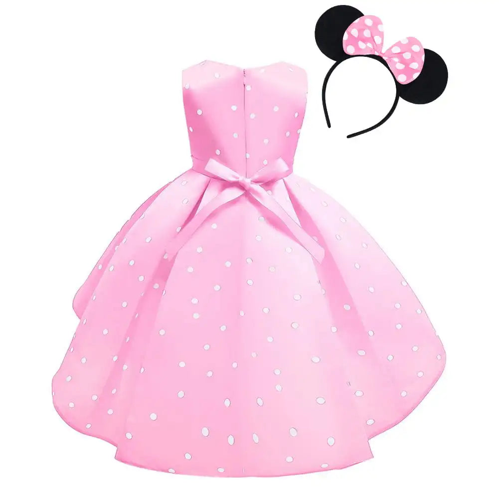 Girl Dresses Baby Girl Clothes Tutu Princess Dress+Minnie Mouse Ear Headband Cosplay Halloween Birthday Party Fancy Costume
