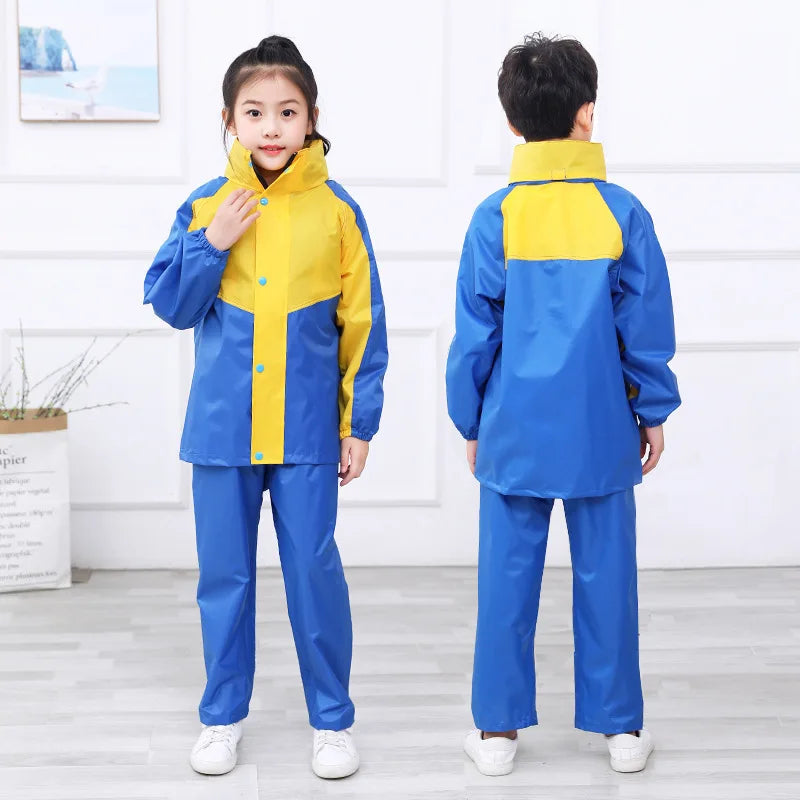 Children's Raincoat and Rain Pants Set, for Primary and Secondary School Students, Separately Designed for Boys and Girls, Full Body Waterproof Jacket
