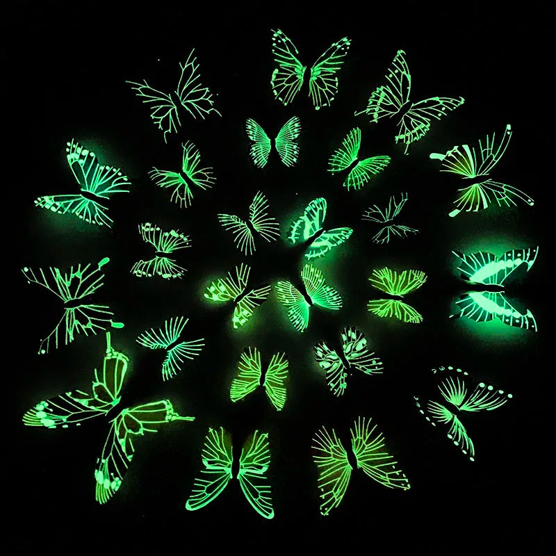 3D Luminous Butterfly Wall Stickers Creative Glow in The Dark Butterflies Wall Decals Wallpaper for Living Room Bedroom Decor