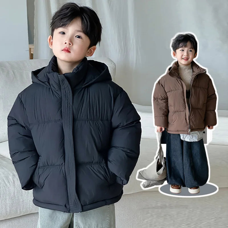 Boys Hooded Down Coats New Teenager Fashion Parkas New Kids Girls Winter Warm Jackets Children Thicken Windproof Outerwear