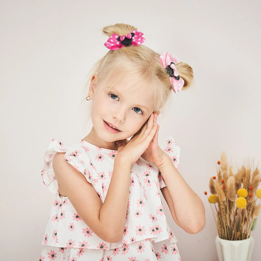 4Pcs/lot Baby Girl Lovely Polka Dot Bow Hair Clips for Hair kids Cartoon Hairpins Boutique Dress Hair Accessories Gift Set
