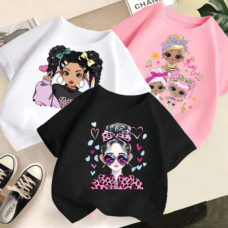 Girls Short-sleeved Children's T-shirt Summer New Style Casual Children's Top Girls Summer Fashion Kids Clothes