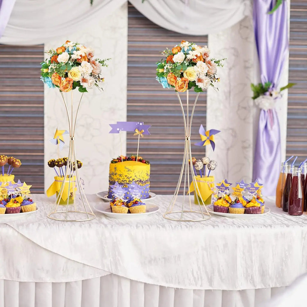 2-10Pcs Gold Vases 18inch Table Centerpieces Metal Trumpet Flower Stand Road Lead for Wedding Party Christmas Home Decoration