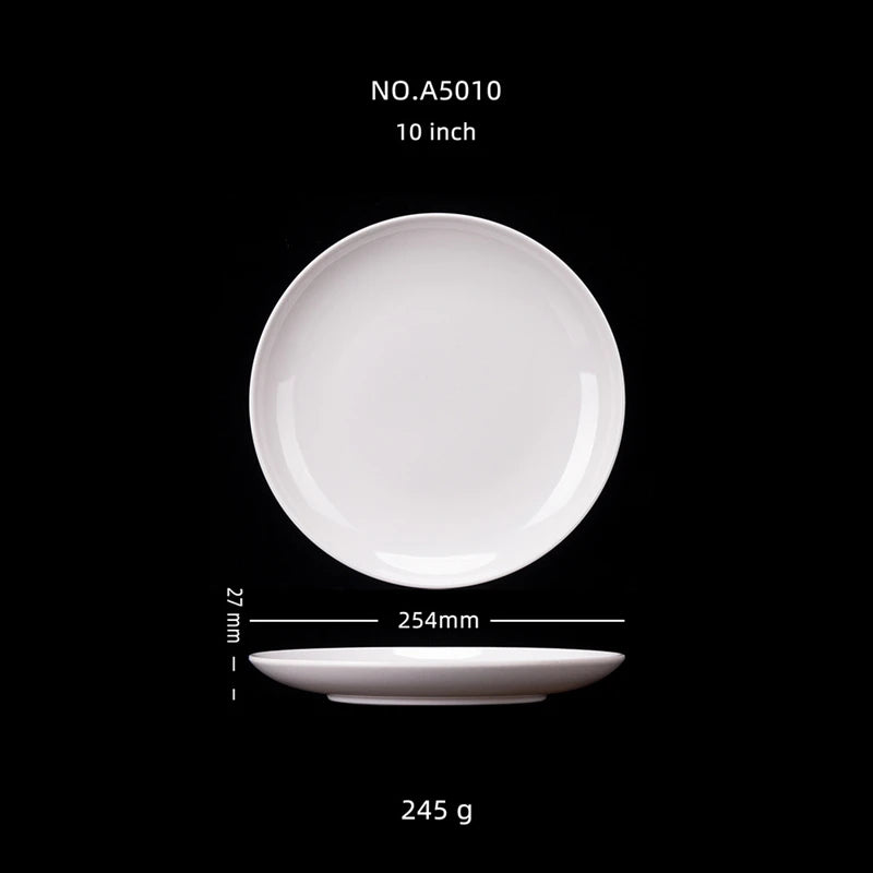 8-14 Inch Round White Melamine Dinner Plate Hotel Western Steak Trays Dessert Bone TablewareDishes Plastic Imitation Porcelain
