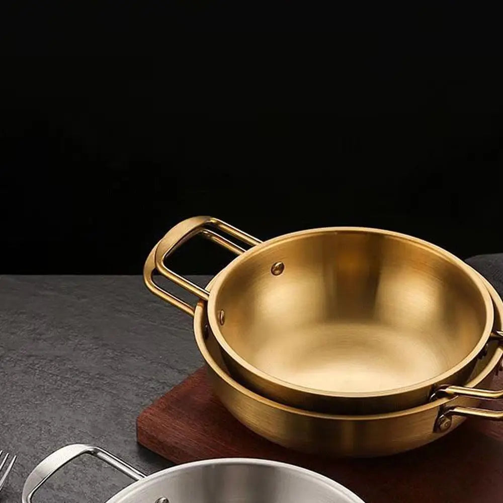 Durable Picnic Snack Plates Stainless Steel Paella Pan with Handle High Quality Seafood Rice Pot Gold Silver Dry Pots