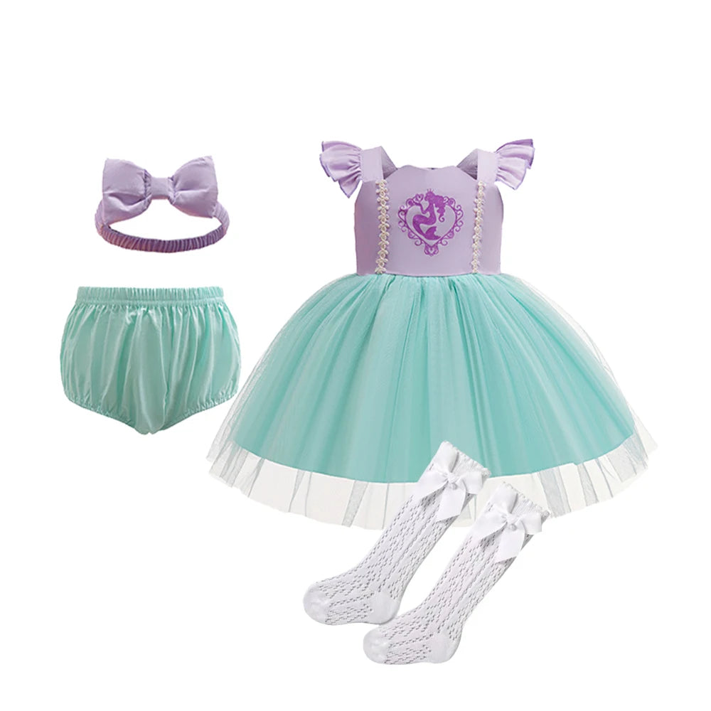 Boutique 3PCS Baby Girls Princess Dress Shorts Bow Headwear 1st 2nd Birthday Party Infant Clothing Set Halloween Alice Costume