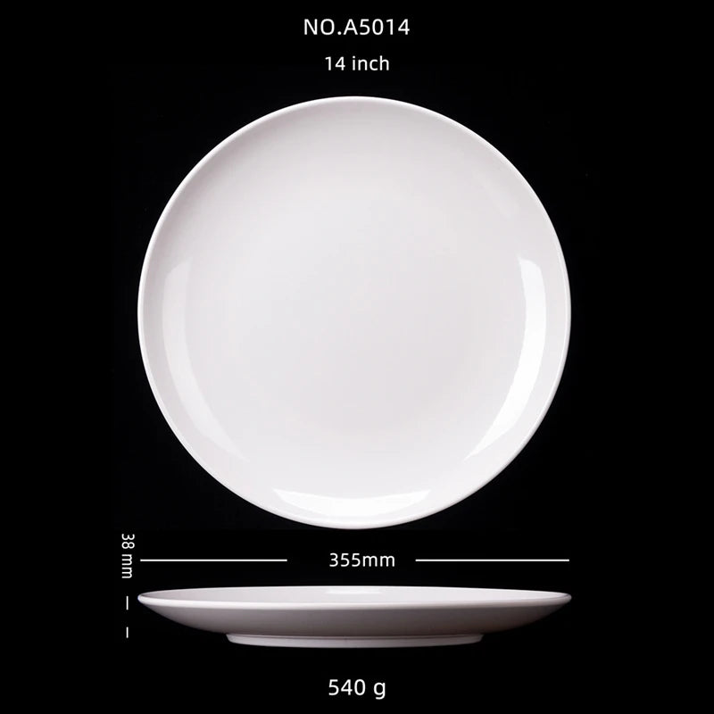 8-14 Inch Round White Melamine Dinner Plate Hotel Western Steak Trays Dessert Bone TablewareDishes Plastic Imitation Porcelain