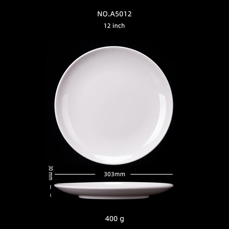 8-14 Inch Round White Melamine Dinner Plate Hotel Western Steak Trays Dessert Bone TablewareDishes Plastic Imitation Porcelain