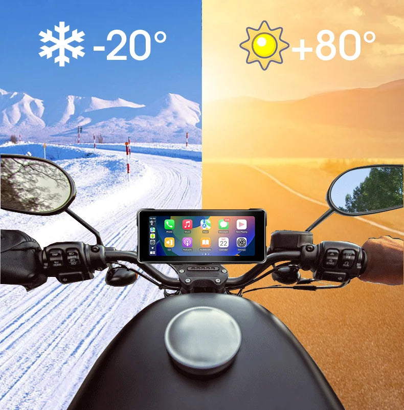 Srnubi 7 Inch Motorcycle Portable Navigation GPS Wireless Carplay Android Auto IP67 Waterproof Motorcycle Touch Screen Display