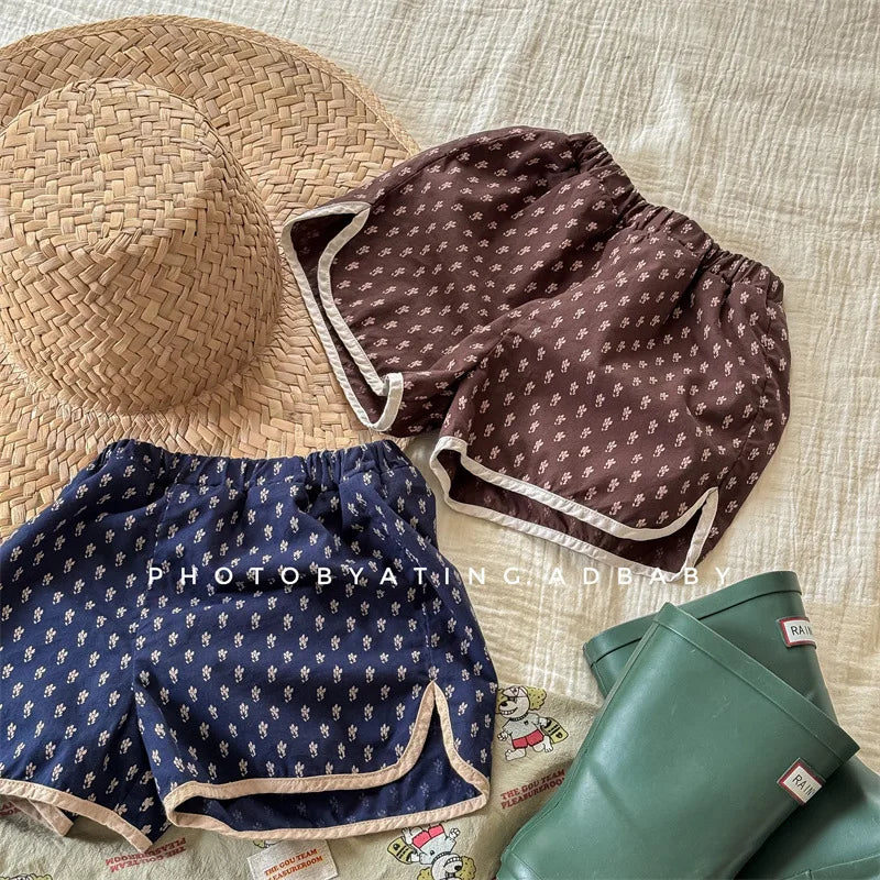 2025 Summer New Baby Girls Cute Floral Shorts Children Loose Cotton Shorts Versatile Kids Print Casual Shorts Toddler Clothes