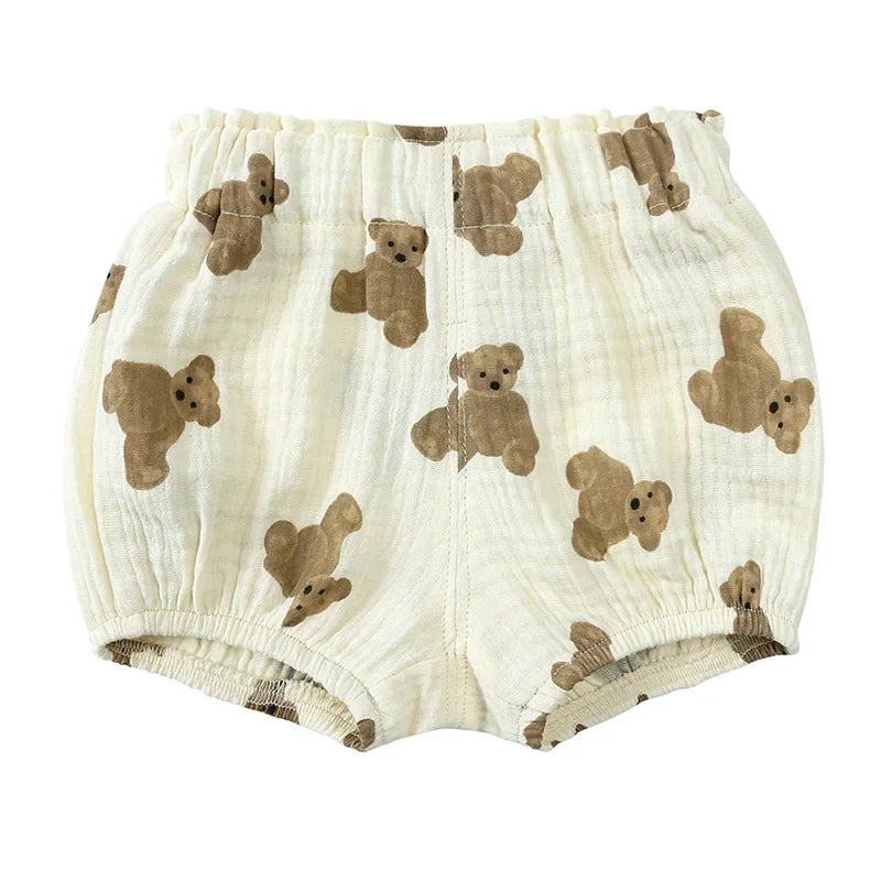 2025 Toddler Baby Summer Shorts Cotton Linen Cartoon Breathable Children Lounge Clothes for 3M-6T Boy Girl Korean Cute PP Pants