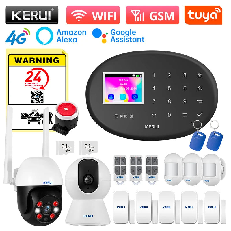KERUI W204 4G Home Alarm System New Black Alarm Panel Wireless Motion Sensor Tuya Smart WiFi GSM for Home Security Motion Sensor